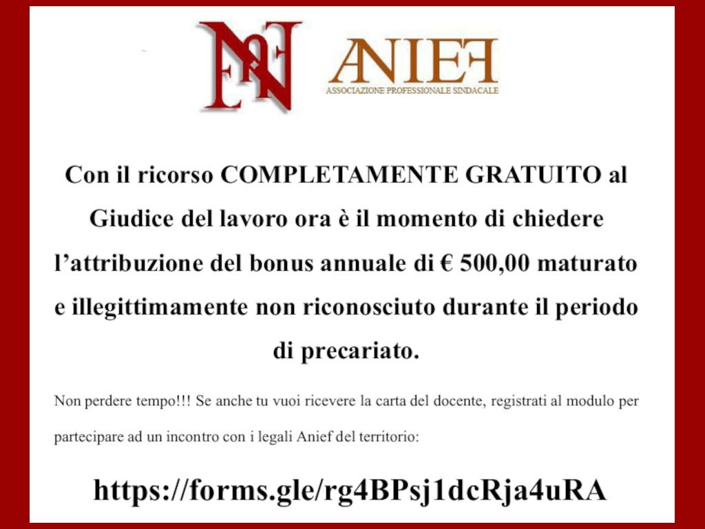 anief ricorso bonus