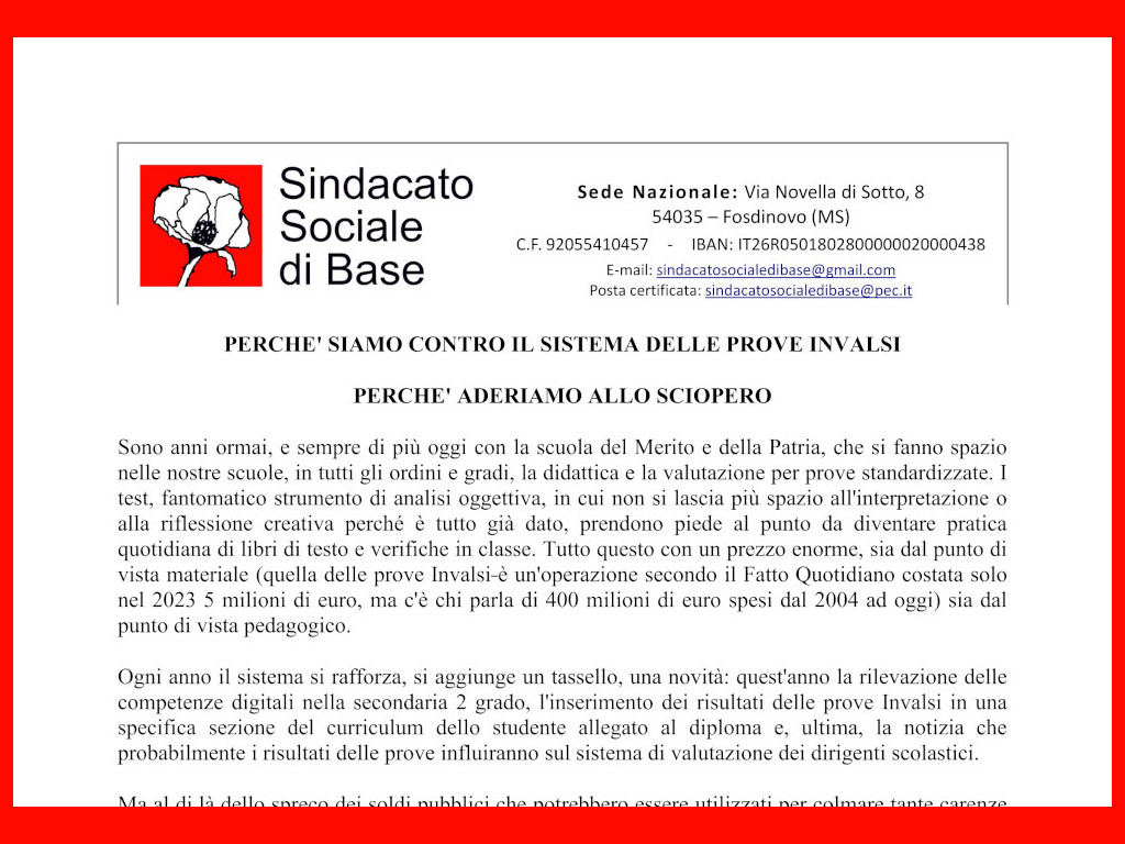sciopero INVALSI SSB
